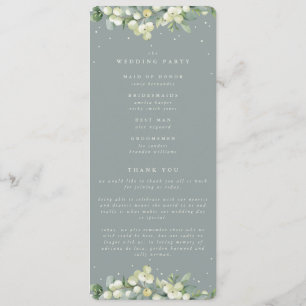 Seafoam Green Snowberry+Eucalyptus Stem Wedding Programme