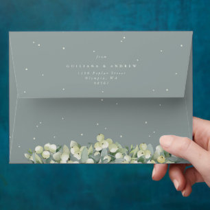 Seafoam Green Snowberry+Eucalyptus Wedding A7 Envelope