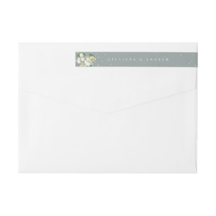 Seafoam Green Snowberry+Eucalyptus Wedding Skinny Wrap Around Label