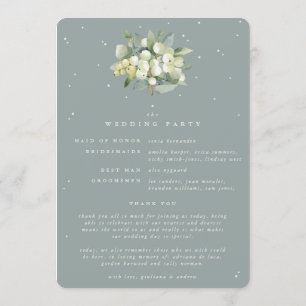 Seafoam Green Snowberry+Eucalyptus Winter Wedding Programme