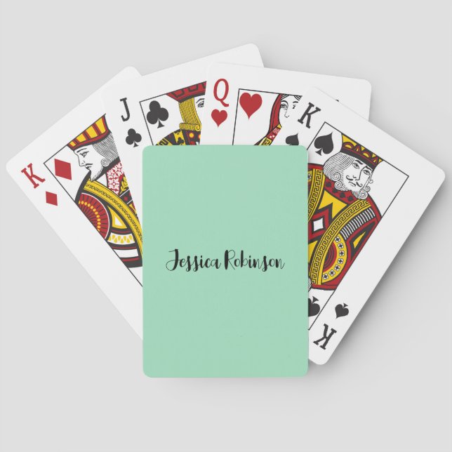 Seafoam Green Solid Colour Playing Cards (Back)