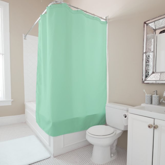 Seafoam Green Solid Colour Shower Curtain (In Situ)