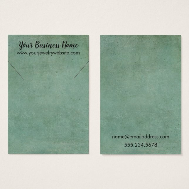 Seafoam Green Vintage Grunge Necklace Holder Card (Front & Back)