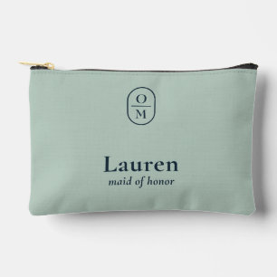 Seafoam Green Wedding Monogram Bridesmaid Gift Accessory Pouch