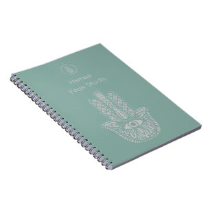 Seafoam Green Yoga Studio Hamsa Customisable Notebook