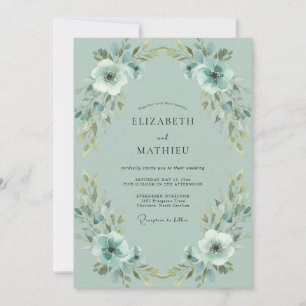 Seafoam Ivory Painted Wedding Invitation