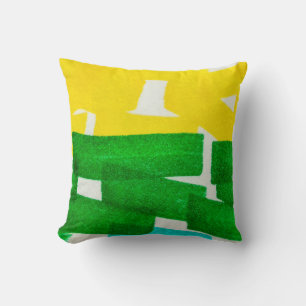 Seafoam Lilac Boho Hand Drawn Stroke. Fuchsia Hot  Cushion