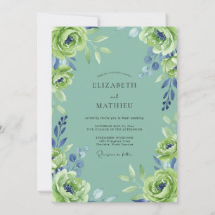 Seafoam Lime Petal Wedding Invitation