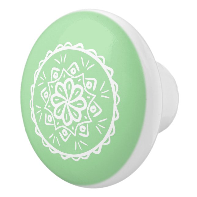 Seafoam Mandala Ceramic Knob (Right)
