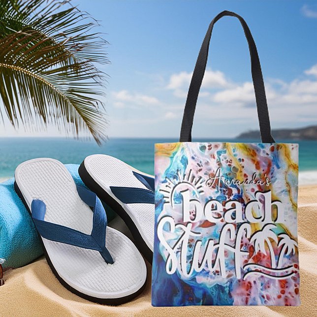 Seafoam marble personalised beach stuff tote bag (Creator Uploaded)
