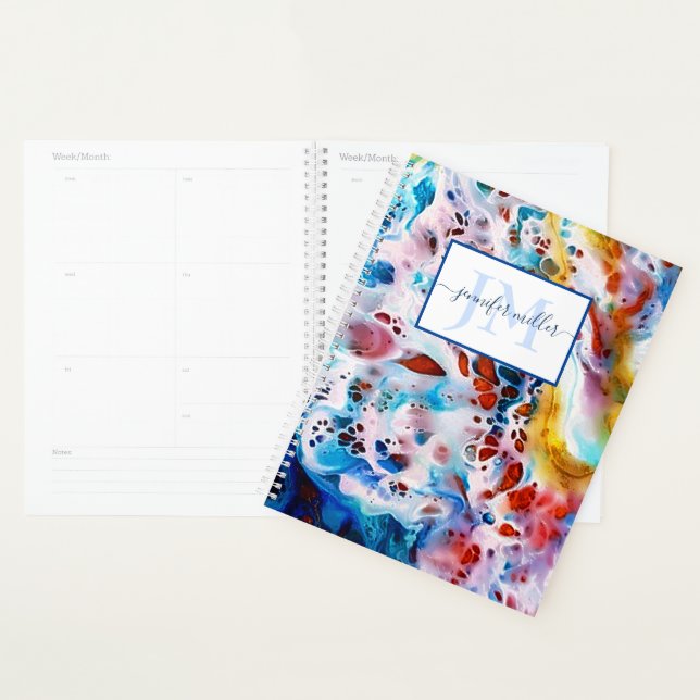 Seafoam marble  personalised planner (Display)