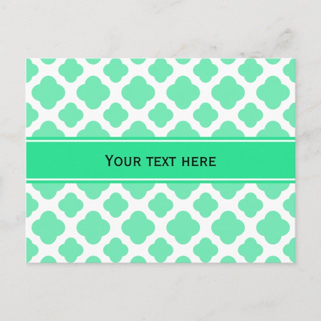 Seafoam Mint Green Quatrefoil Pattern Postcard (Front)
