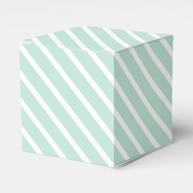 Seafoam mint green White Stripes oblique pattern Favour Box (Front Side)