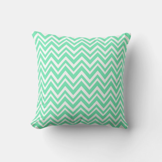 Seafoam Mint Green Zigzgag Pattern Cushion (Front)