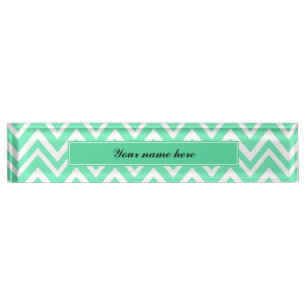 Seafoam Mint Green Zigzgag Pattern Nameplate