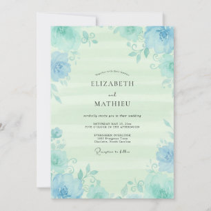 Seafoam Mint Vine Wedding Invitation