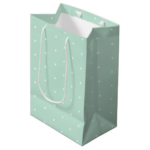Seafoam mint white tiny polka dots pattern gift medium gift bag