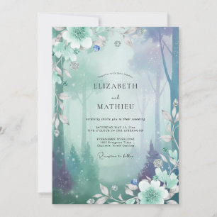 Seafoam Misty Forest Eucalyptus Wedding Invitation