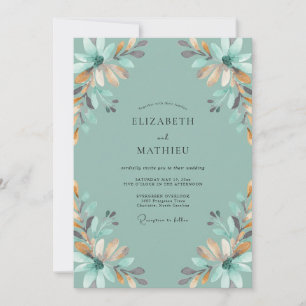 Seafoam Ochre Painted Wedding Invitation