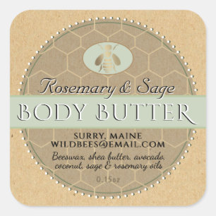 Seafoam on Kraft Beeswax Body Butter Square Sticker