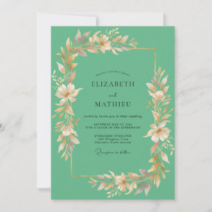 Seafoam Painted Lily Wedding Invitation