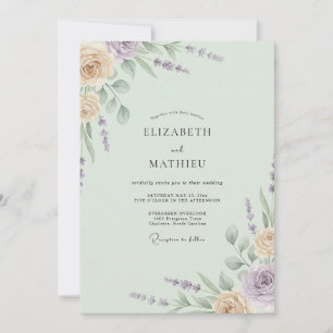 Seafoam Peach Blossom Wedding Invitation