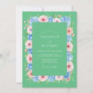 Seafoam Periwinkle Cornflower Eucalyptus Wedding Invitation