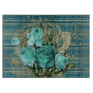 Seafoam Roses Bouquet Cutting Board