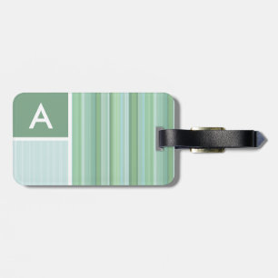 Seafoam, Sage Green, & Baby Blue Stripes Luggage Tag