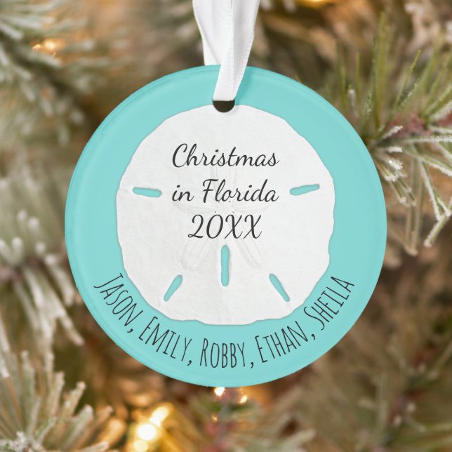 Seafoam Sand Dollar Tropical Christmas Holiday Ornament (Tree)