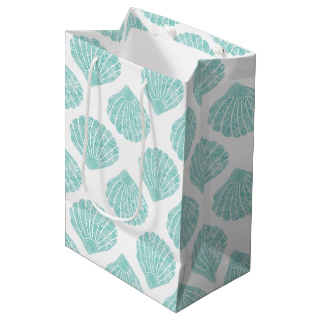 Seafoam Seashell Pattern Medium Gift Bag (Front Angled)