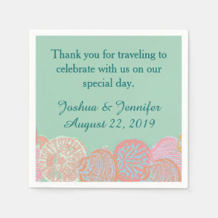 Seafoam Seashells Beach Wedding Napkin