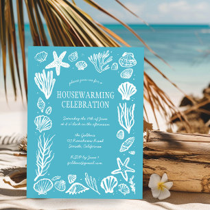 Seafoam Seashells Custom HOUSEWARMING PARTY Postcard