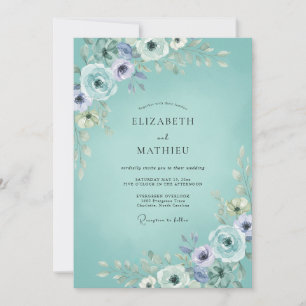 Seafoam Serene Romantic Wedding Invitation