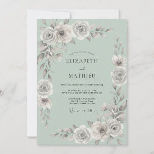 Seafoam Silver Foliage Eucalyptus Wedding Invitation