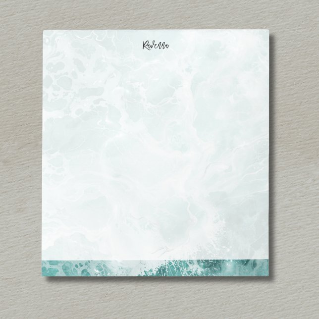 Seafoam Silver Striped Elegant Custom Script Name Notepad (Creator Uploaded)