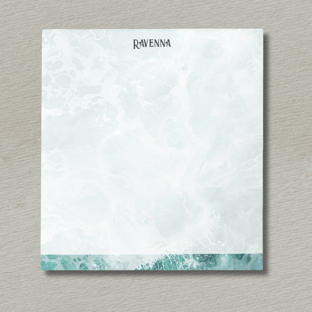 Seafoam Silver Striped Elegant Custom Script Name Notepad (Creator Uploaded)