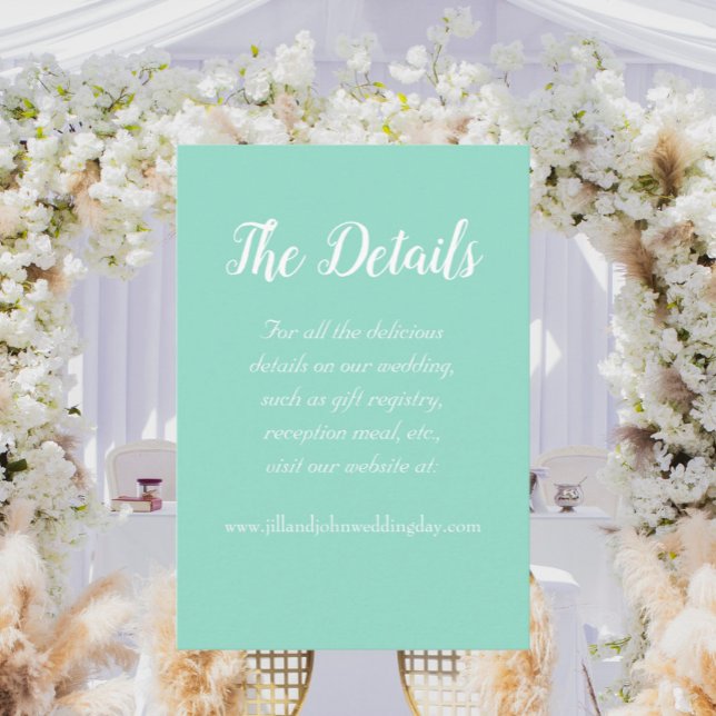 Seafoam Simple Style Wedding Details Enclosure Card (In Situ Wedding)