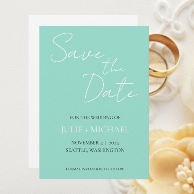 Seafoam Simple Style Wedding Save The Date (In Situ Wedding)