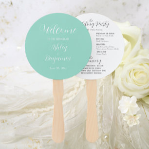 Seafoam Simple Wedding Ceremony Program Hand Fan