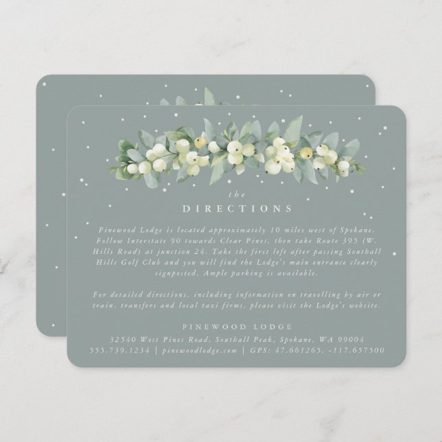 Seafoam Snowberry+Eucalyptus Garland Directions Enclosure Card (Front/Back)