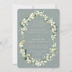 Seafoam Snowberry+Eucalyptus Reception Only Invitation