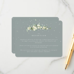 Seafoam Snowberry+Eucalyptus Wedding Reception Enclosure Card