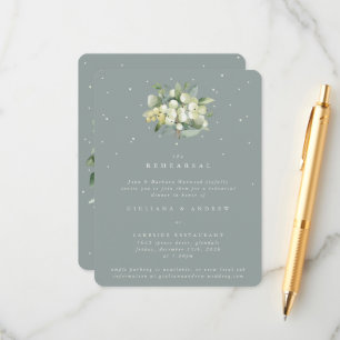 Seafoam Snowberry+Eucalyptus Wedding Rehearsal Enclosure Card