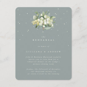 Seafoam Snowberry+Eucalyptus Wedding Rehearsal Enclosure Card