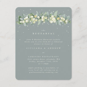 Seafoam Snowberry+Eucalyptus Wedding Rehearsal Enclosure Card