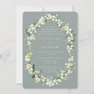 Seafoam Snowberry+Eucalyptus Wedding Rehearsal Invitation