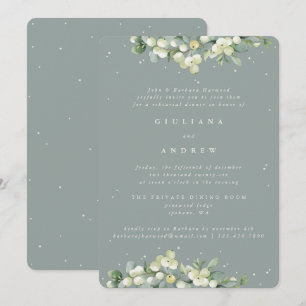 Seafoam Snowberry+Eucalyptus Wedding Rehearsal Invitation