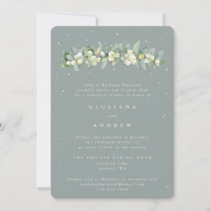 Seafoam Snowberry+Eucalyptus Wedding Rehearsal Invitation