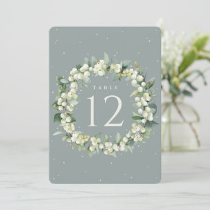 Seafoam Snowberry+Eucalyptus Wedding Table Number